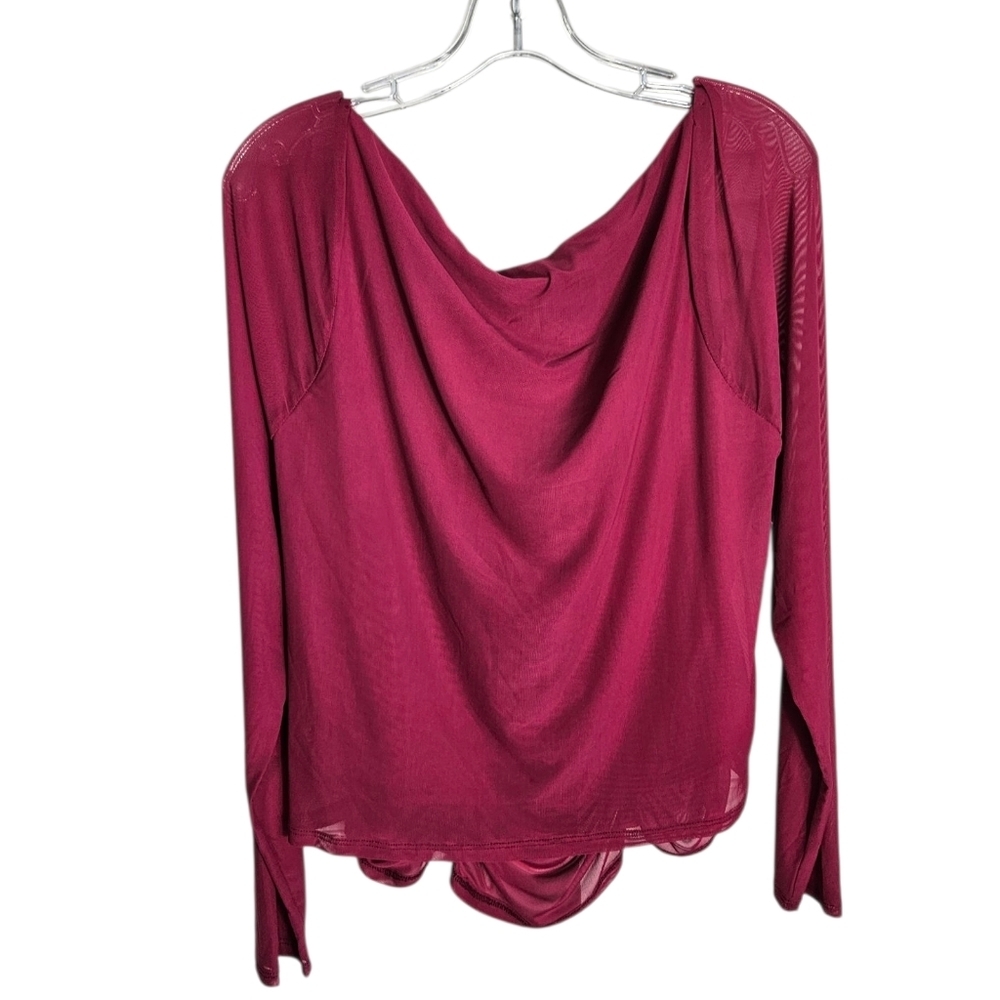Bar III Plus Size Ruched Maroon Blouse, Size 3X - Picture 5 of 5